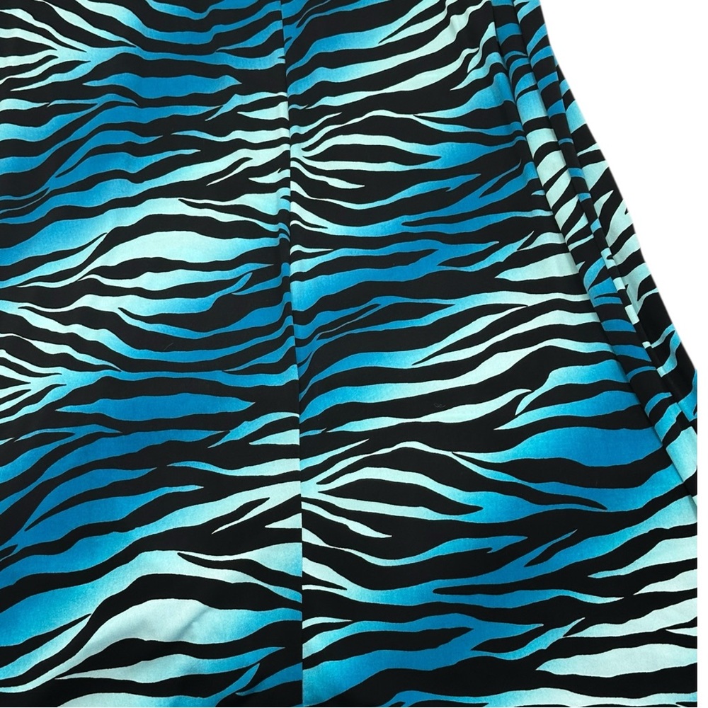 Fresh of LA Blue Zebra Pattern Halter Maxi Dress Beaded Straps - Picture 9 of 9